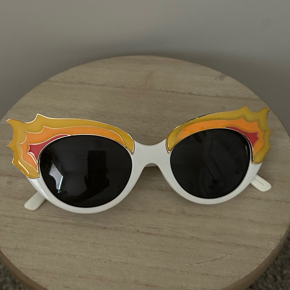 Crap Eyewear x Cherry Glazer Flame White Cat Eye Sunglasses